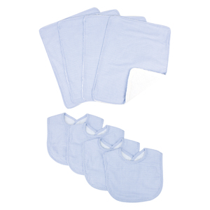 Trend Lab Blue Gingham Seersucker 8 Piece Bib and Burp Cloth Set