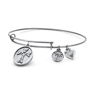 PalmBeach Jewelry Celtic Cross Charm Expandable Bangle Bracelet in Antiqued Silvertone 7&quot;-9&quot;