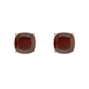 14K Yellow Gold 5mm Cushion Garnet Studs