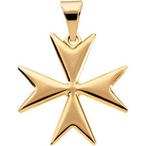 14k Yellow Gold Maltese Cross Pendant -  18mm