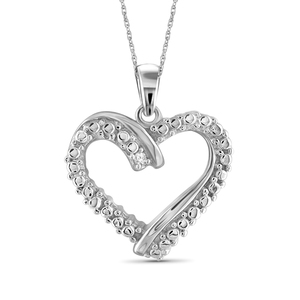 JewelonFire White Diamond Accent Sterling Silver Heart Pendant