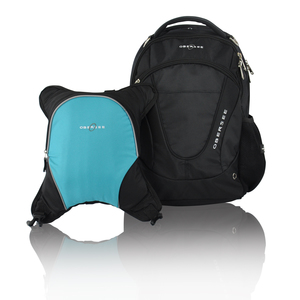 Obersee Oslo Diaper Bag Backpack with Detachable Cooler, Black/Turquoise
