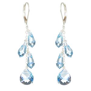 Lita Sterling Silver Swarovski Aquamarine Colored Teardrop Earrings