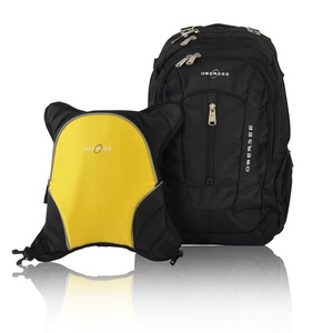 Obersee Bern Diaper Bag Backpack with Detachable Cooler, Black/Yellow