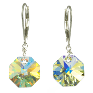 Lita Sterling Silver Swarovski Crystal Octagon Shape Earrings