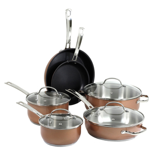 10pc Stainless Steel Cookware Copper