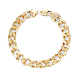 Gold over Sterling Silver Square 350 Gauge Curb Link Bracelet, 9 Inches