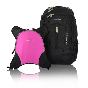 Obersee Bern Diaper Bag Backpack with Detachable Cooler, Black/Pink