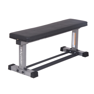 Body Power Multi-purpose Utility Flat Weight Bench with Lower Dumbbell Storage Rack Base Design