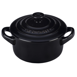 8oz Mini Round Stoneware Cocotte Black & White