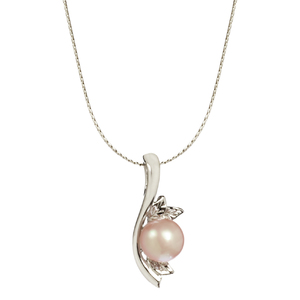 Lita Sterling Silver Pink Pearl Pendant Necklace 18"