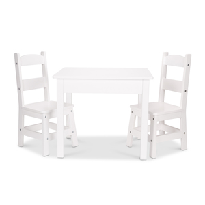 3pc Wooden Table & Chairs Set White - Ages 3-6 Years