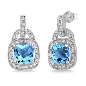 Blue Topaz Diamond Earrings