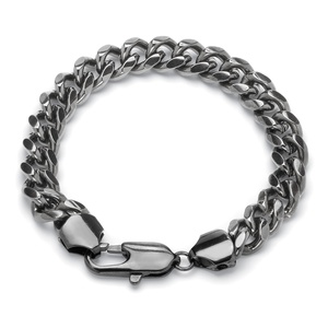PalmBeach Jewelry Men's 10.5 mm Curb-Link Chain Bracelet Black Ruthenium-Plated 9&quot;