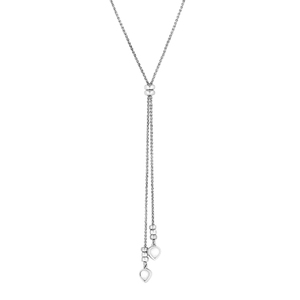 Silver Pearl Lariat Necklace