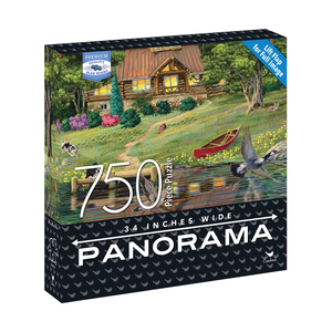 Cardinal Supplies Premium Blue Board Panorama Jigsaw Puzzle - Joseph Burgess - Cabin on the Lake: 750 Pcs