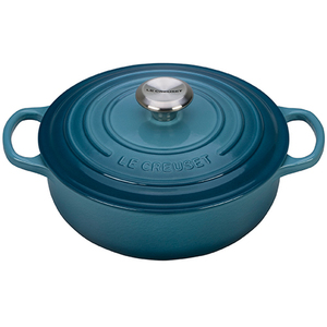 Signature Enameled Cast Iron 6.75 Qt Round Wide French Oven Marine