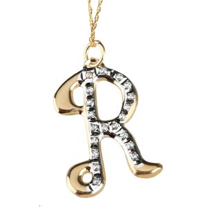 Diamond Fascination 14kt Yellow Gold Diamond Accent "R" Pendant