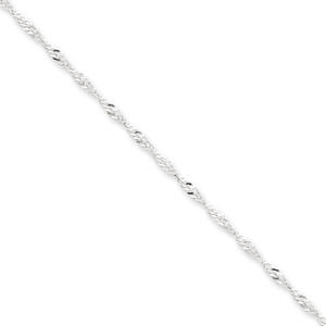 Sterling Silver 2mm Singapore Chain Necklace - 24 Inch - Lobster Claw