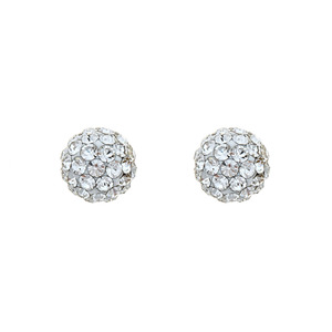 14K Yellow Gold 6mm White Crystal Ball Stud Earring