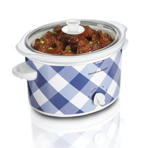 3 Qt Oval Slow Cooker Gingham Blue