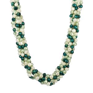 5 Row Multi-Teal Color Freshwater Pearl Necklace