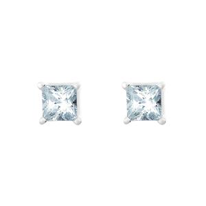 New York City Diamond District 14K White Gold 1/10 cttw Princess Cut Diamond Stud Earrings