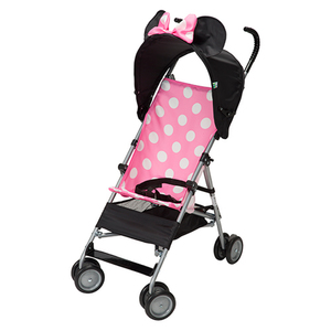 Pink Minnie DLX Umbrella Stroller w/ 3D Canopy & Basket
