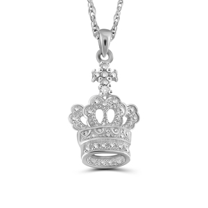 JewelonFire White Diamond Accent Sterling Silver Crown Pendant