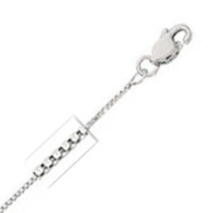 10k White Gold 22"  0.9mm Box Chain Necklace - Lobster-claw
