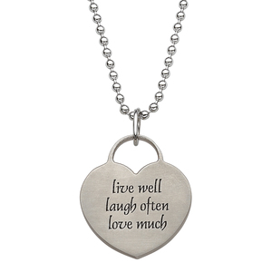 Everscribe Titanium Engraved Heart Charm Sentiment Necklace