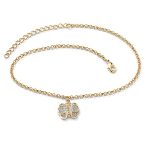 PalmBeach Jewelry Filigree Butterfly Ankle Bracelet in Tutone 18k Gold-Plated