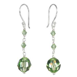 Swarovski Elements Peridot Colored Drop With Sterling Silver Earrings