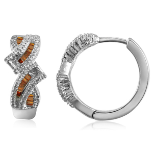 1/2 Cttw. Red Baguette Silver and White Diamond Earring