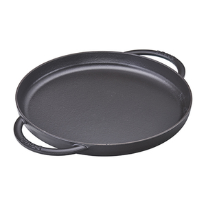 10" Cast Iron Round Double Handle Pure Griddle Pan Matte Black