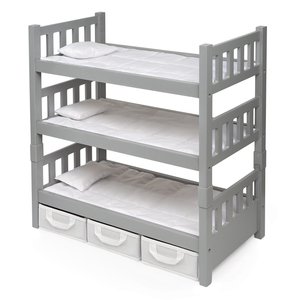 Badger Basket 1-2-3 Convertible Doll Bunk Bed with 3 Storage Baskets - Executive Gray