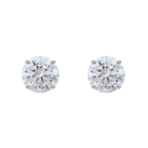 14K White Gold 6.5mm Round Cubic Zirconia Stud Earrings