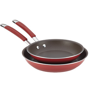 Cucina Twin Pack Hard Enamel Skillets Cranberry Red