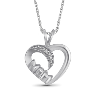 JewelonFire White Diamond Accent Sterling Silver Heart Pendant