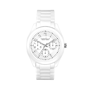 Womens White Ceramic 3 Subdial WatchWhite Dial