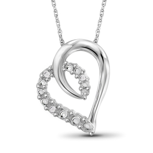 JewelonFire White Diamond Accent Sterling Silver Heart Pendant