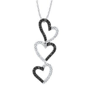 0.25 Cttw White and Black Diamond Pendant in 10K White Gold