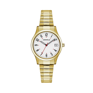 Ladies Gold-Tone Stainless Steel Comfort-Fit Watch White Dial