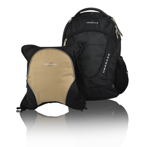 Obersee Oslo Diaper Bag Backpack with Detachable Cooler, Black/ Sand
