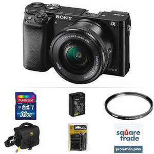 Alpha a6000 Mirrorless Digital Camera with 16-50mm Lens Deluxe Kit (Black)