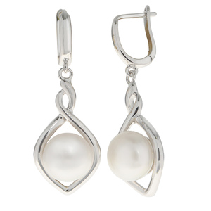 PearLustre by Imperial Sterling Silver FW Button Pearl Dangle Earrings