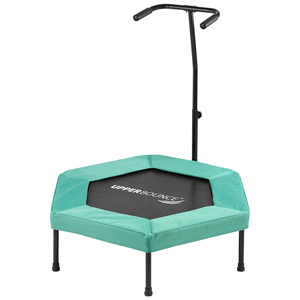 Upper Bounce  40&#8221; Hexagonal Fitness Mini-Trampoline - T-Shaped Adjustable Hand Rail - Bungee Cord Suspension - Green