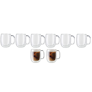 Sorrento 8pc Double Wall Glass Coffee Mug Set