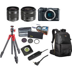 EOS M6 Mirrorless Digital Camera with 11-22mm and 15-45mm Lenses Landscape Kit