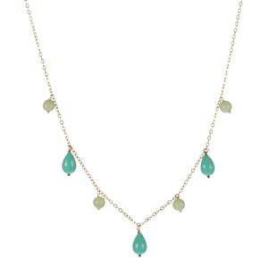 Lita Silver Chain Necklace with Sea Amazonite and Shell Beads,17"